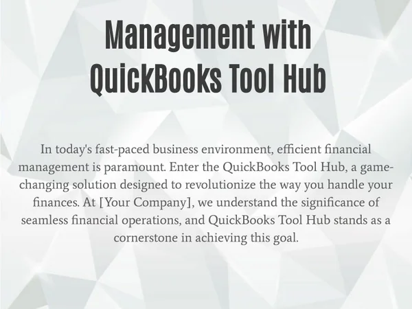 management with quickbooks tool hub