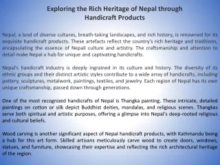 Exploring the Rich Heritage of Nepal through Handicraft Products