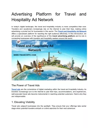 Advertising Platform for Travel and Hospitality Ad Network