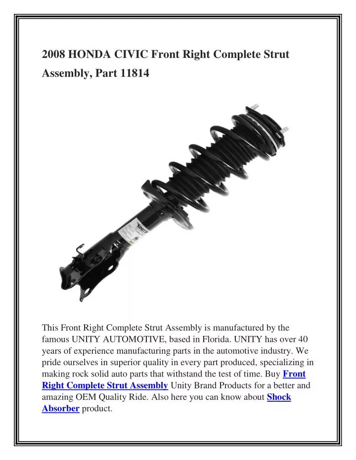 2008 honda civic front right complete strut