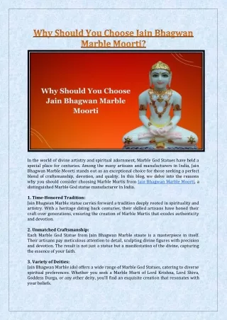 Why Should You Choose Jain Bhagwan Marble Moorti