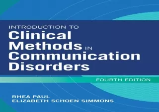 PDF DOWNLOAD Introduction to Clinical Methods in Communication Disorders