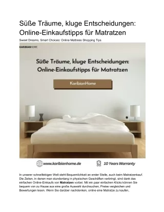 Süße Träume, kluge Entscheidungen_ Online-Einkaufstipps für Matratzen