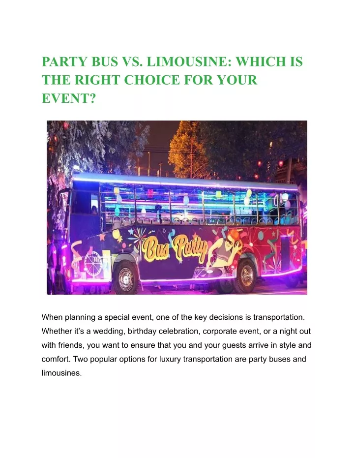 party bus vs limousine which is the right choice