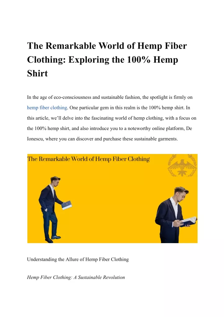 the remarkable world of hemp fiber clothing