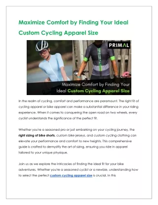 Maximize Comfort by Finding Your Ideal Custom Cycling Apparel Size