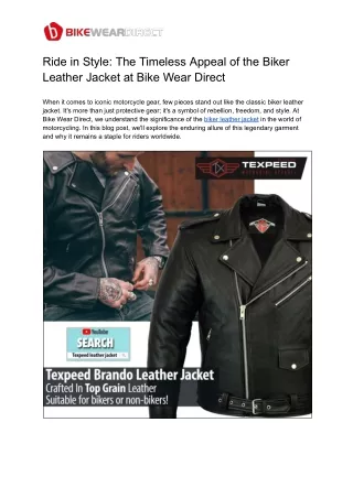 Ride in Style_ The Timeless Appeal of the Biker Leather Jacket at Bike Wear Direct_