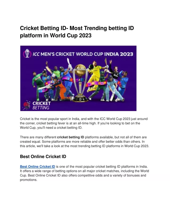 cricket betting id most trending betting