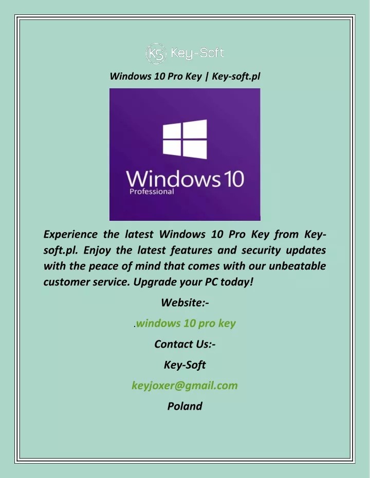 windows 10 pro key key soft pl