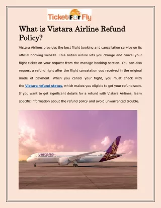 What is Vistara Airline Refund Policy?