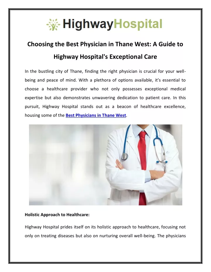 choosing the best physician in thane west a guide