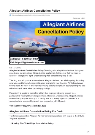 Allegiant Airlines Cancellation Policy