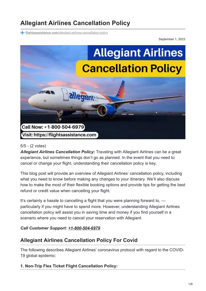 allegiant airlines cancellation policy