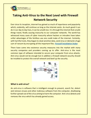 taking anti virus to the next level with firewall