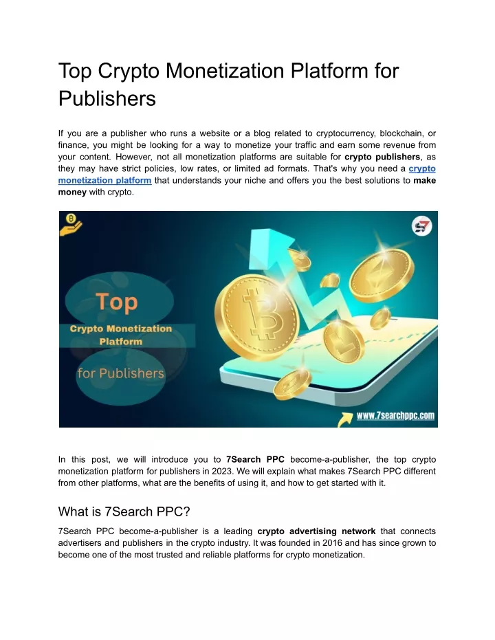 top crypto monetization platform for publishers