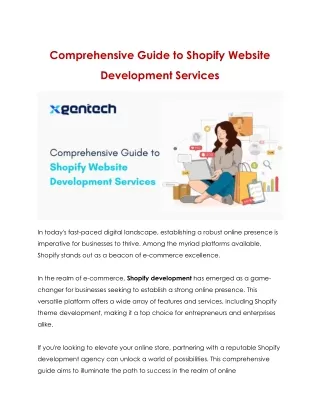 Comprehensive Guide to Shopify Website Development Services