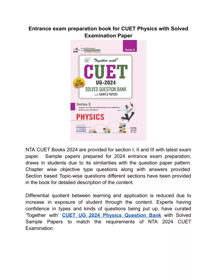 entrance exam preparation book for cuet physics