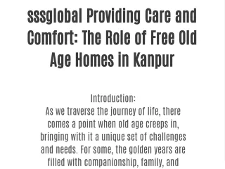 sssglobal free old age home in kanpur
