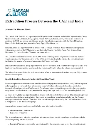 Extradition Process Between the UAE and India