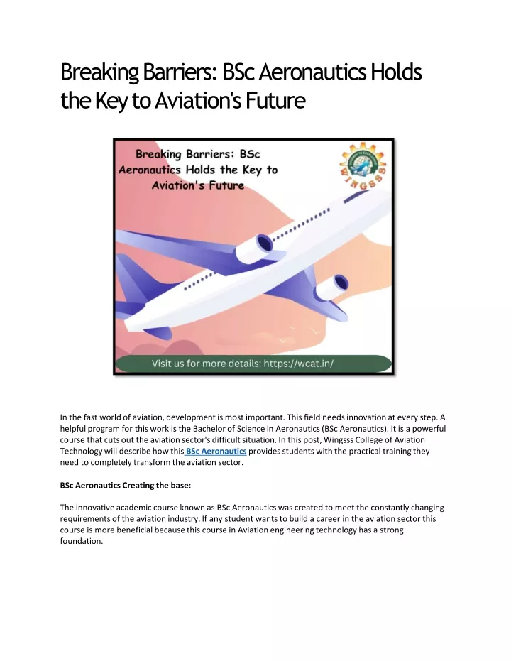 breaking barriers bsc aeronautics holds the key to aviation s future