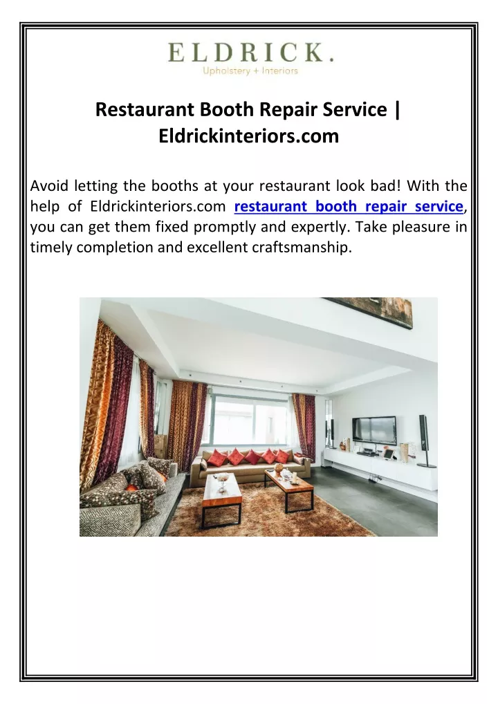 restaurant booth repair service eldrickinteriors