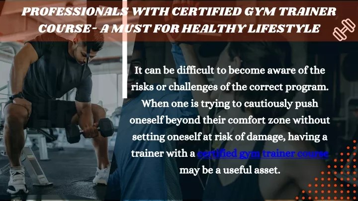 professionals with certified gym trainer course