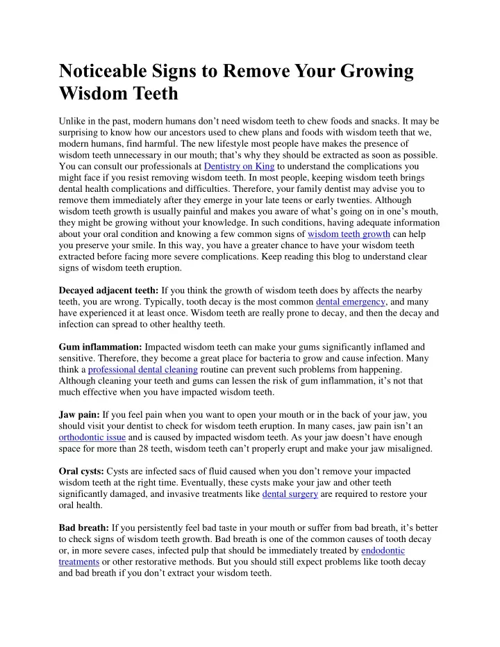 noticeable signs to remove your growing wisdom