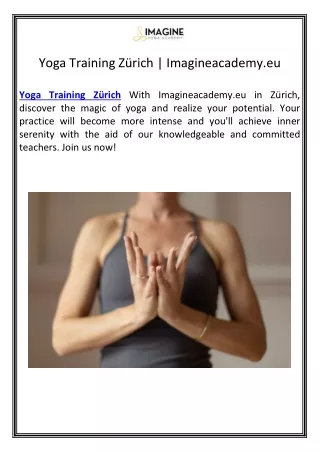 Yoga Training Zürich | Imagineacademy.eu