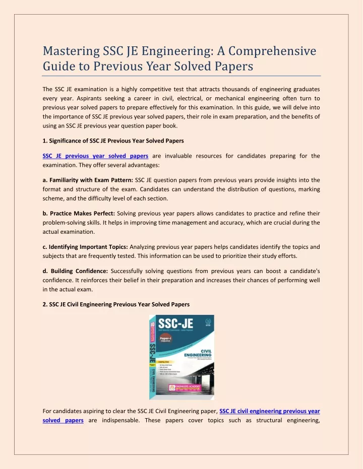 mastering ssc je engineering a comprehensive