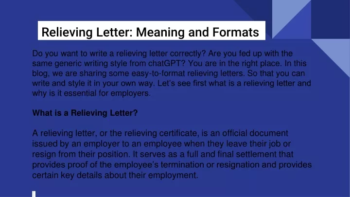 relieving letter meaning and formats