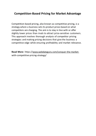 Competition-Based Pricing for Market Advantage