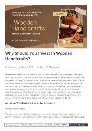 Is Investing in Wooden Handicrafts Right for You?
