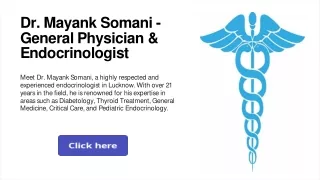 Leading Pediatric endocrinologist in Lucknow - Dr Mayank Somani