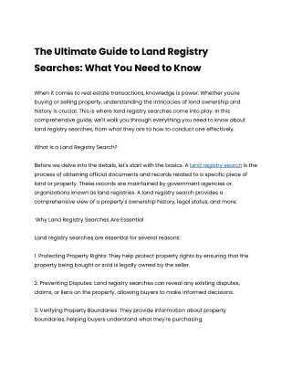 The Ultimate Guide to Land Registry Searches: What You Need to Know