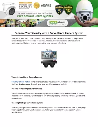 Enhance Your Security with a Surveillance Camera System