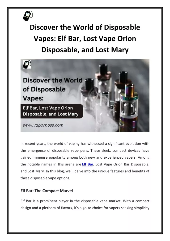 discover the world of disposable vapes