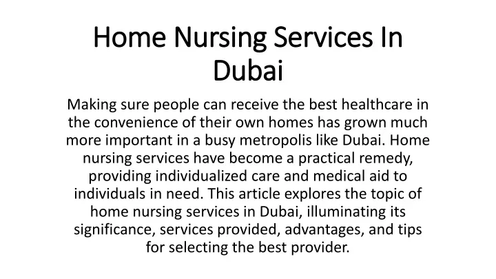 home nursing services in dubai
