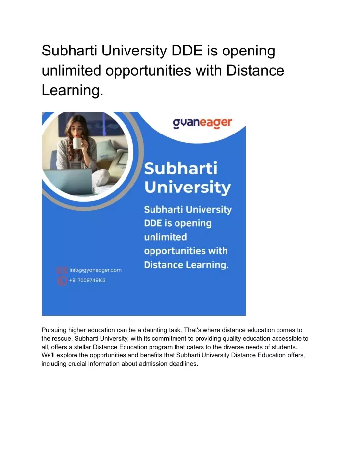 subharti university dde is opening unlimited