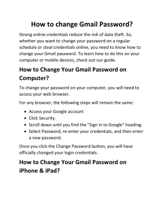 How to change Gmail Password