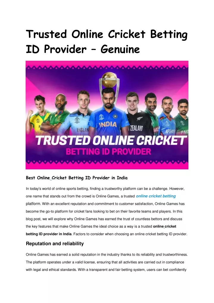 trusted online cricket betting id provider genuine