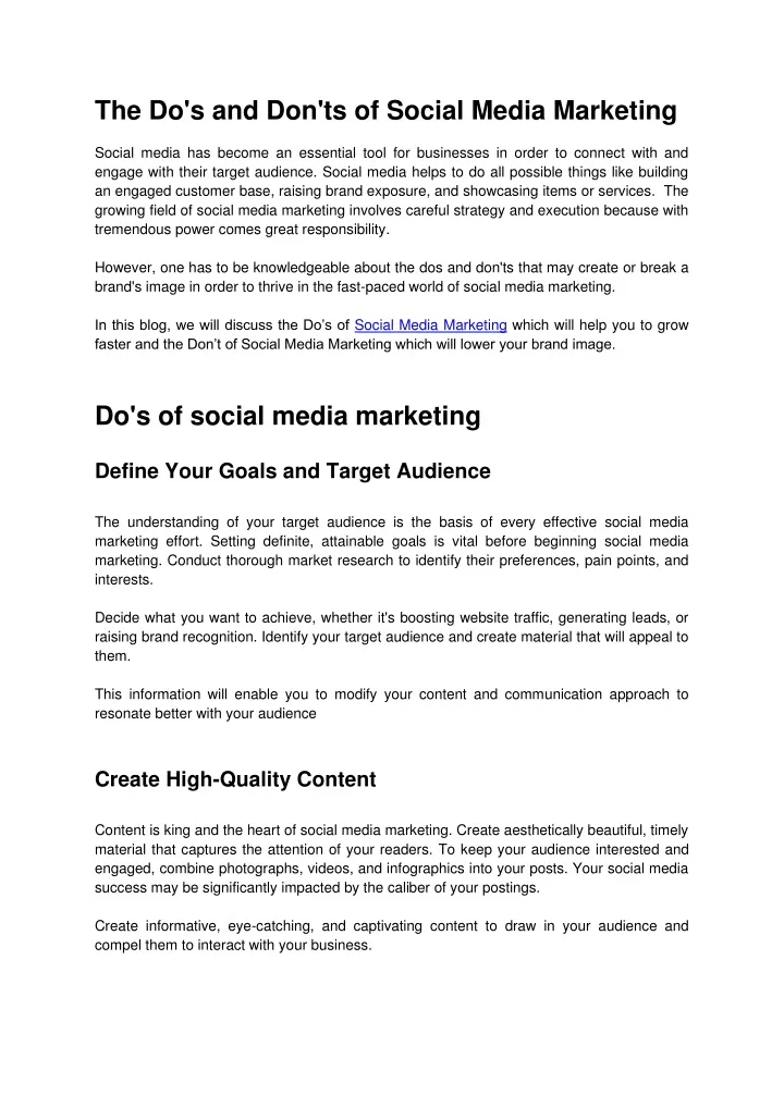 the do s and don ts of social media marketing