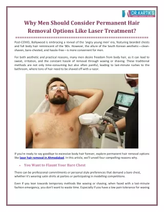 Why Men Should Consider Permanent Hair Removal Options like Laser Treatment