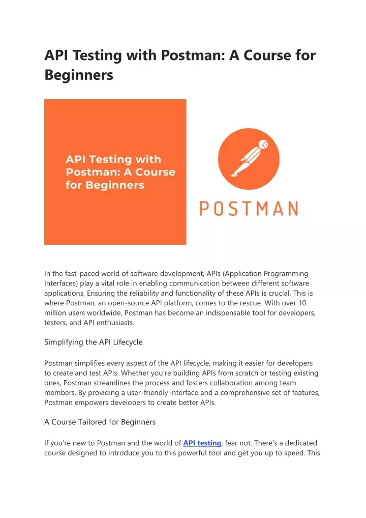 api testing with postman a course for beginners