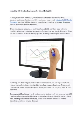 Industrial LCD Monitor Enclosures for Robust Reliability