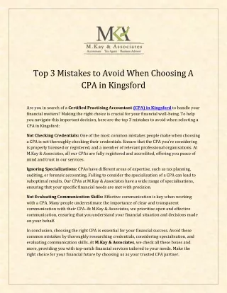 Top 3 Mistakes To Avoid When Choosing A CPA In Kingsford