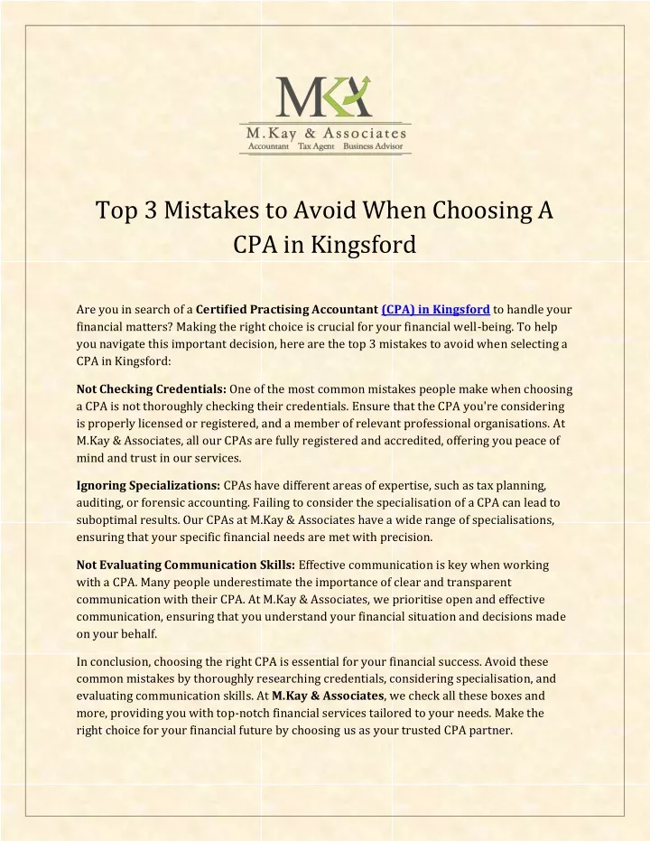 top 3 mistakes to avoid when choosing