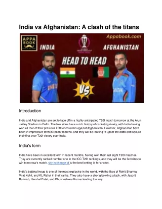India vs Afghanistan_ A clash of the titans