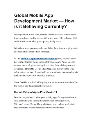 Global Mobile App Development Market