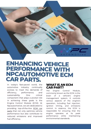 Enhancing Vehicle Performance with NPC Automotive ECM Car Parts
