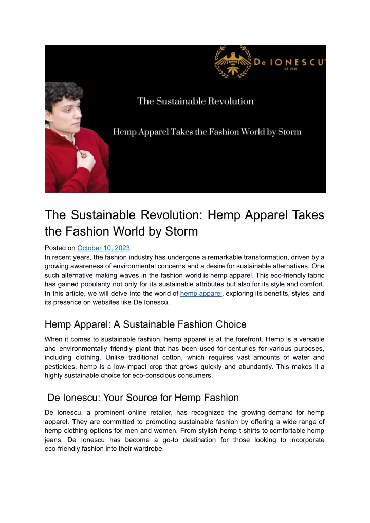 the sustainable revolution hemp apparel takes